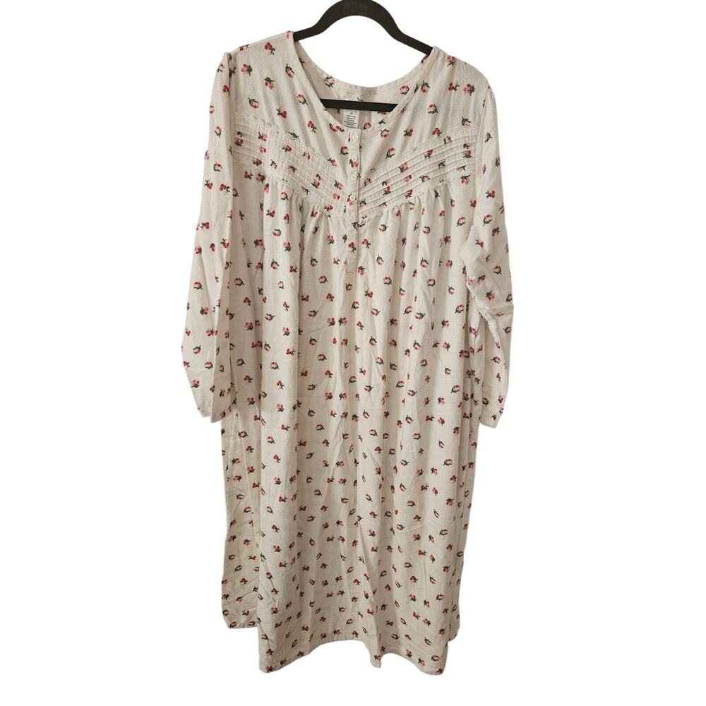 Croft & Barrow flannel long sleeve maxi nightgown womens 2xl Cottagecore